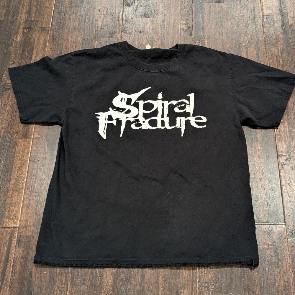 Spiral Fracture T-Shirt Mens Small Black White Band Heavy Metal Graphic Tee